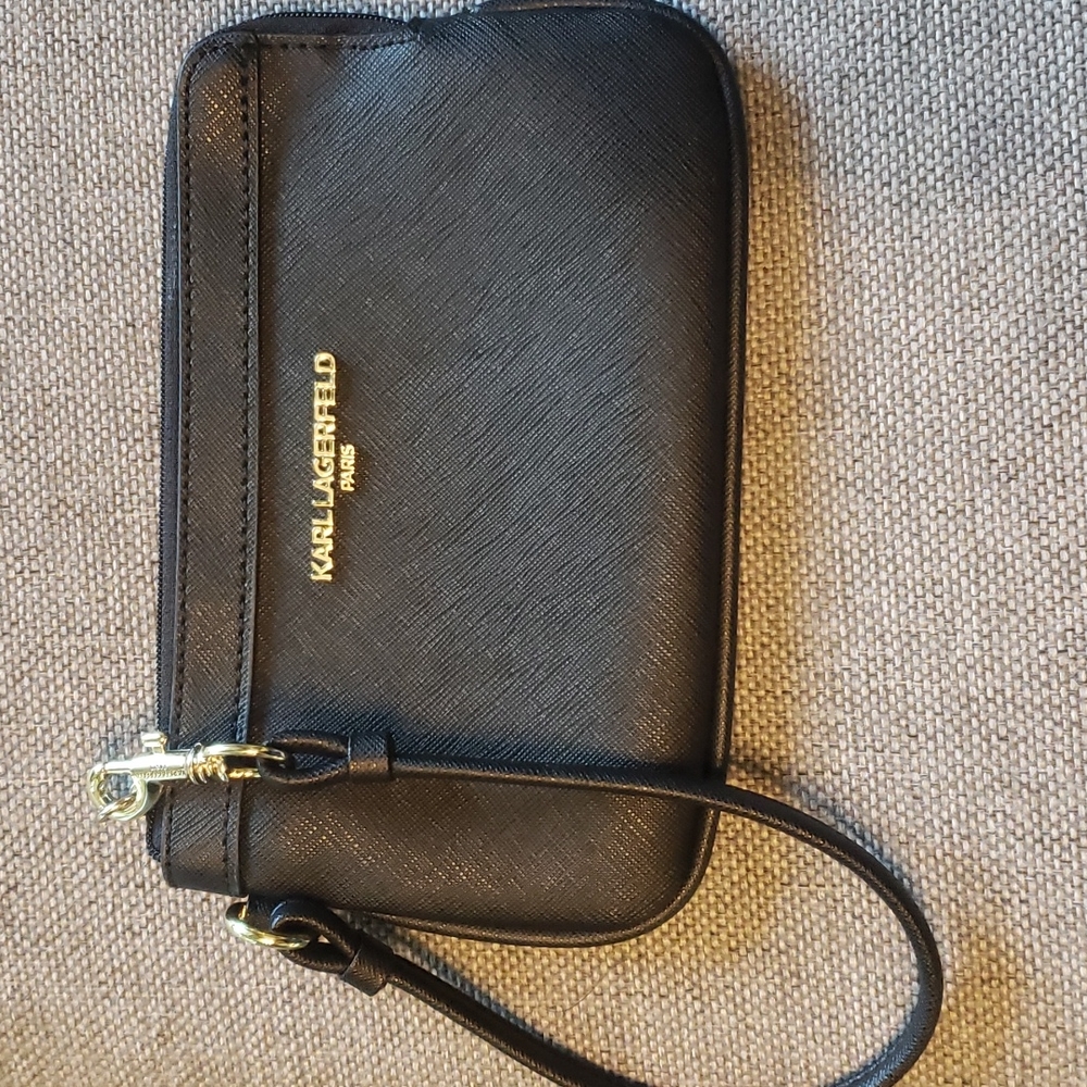 Karl Lagerfield black wristlet